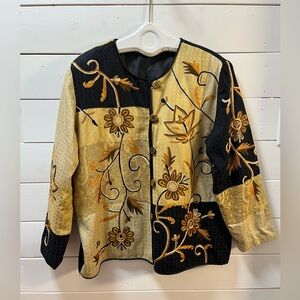 ALLURE Black & Gold Embroidered Jacket Size XL